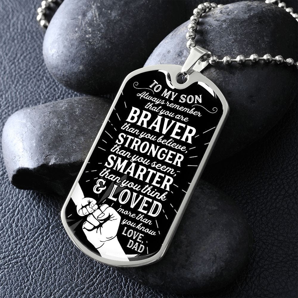 Man's Dogtag Necklace with Chinese Symbol Engraved for Dad